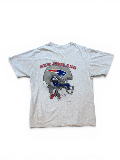 (L) 90s New England Patriots Nutmeg Grey Tee