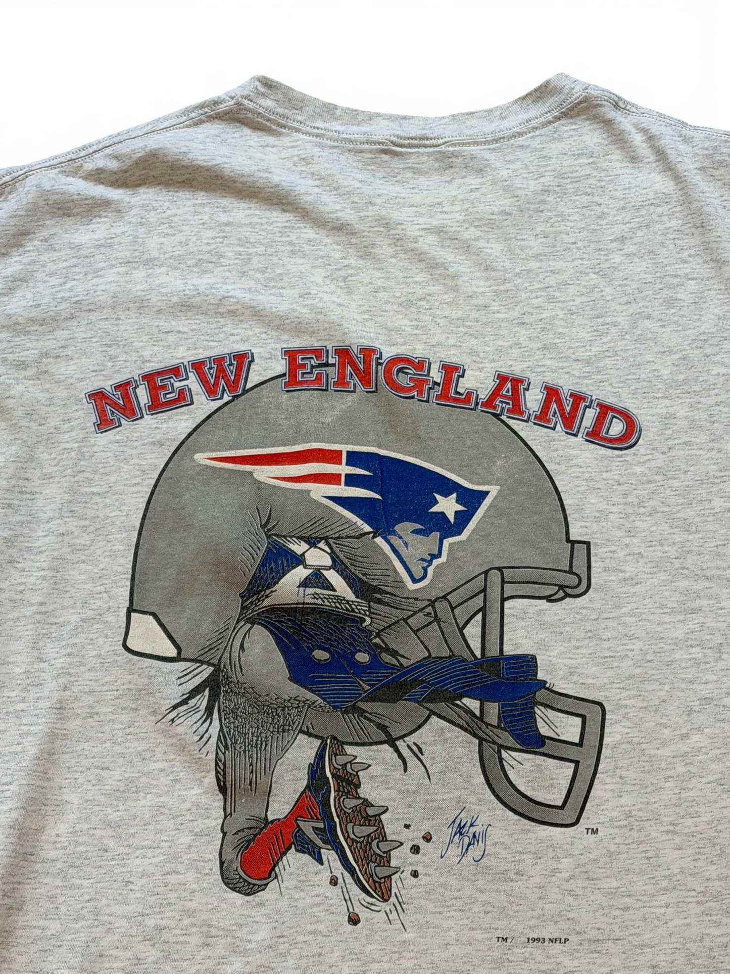 (L) 90s New England Patriots Nutmeg Grey Tee