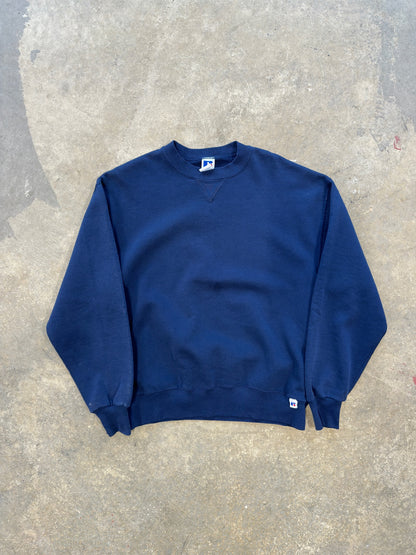 (L) Vtg Russell Athletics Navy Crewneck