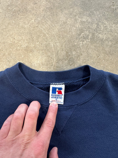 (L) Vtg Russell Athletics Navy Crewneck