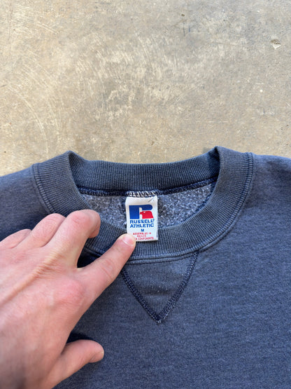 (M) Vtg Russell Athletics Faded Blue Crewneck
