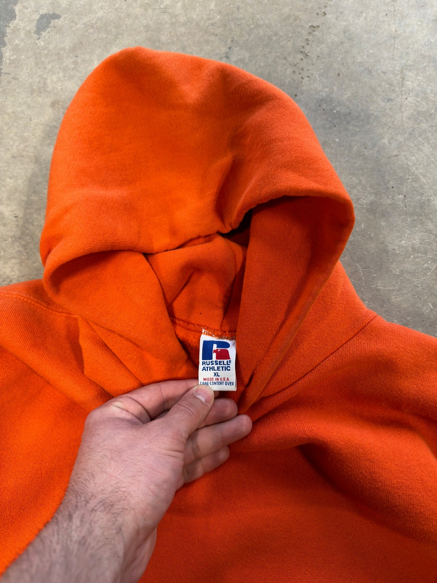 (XL) Vtg Russell Athletics Hoodie Orange
