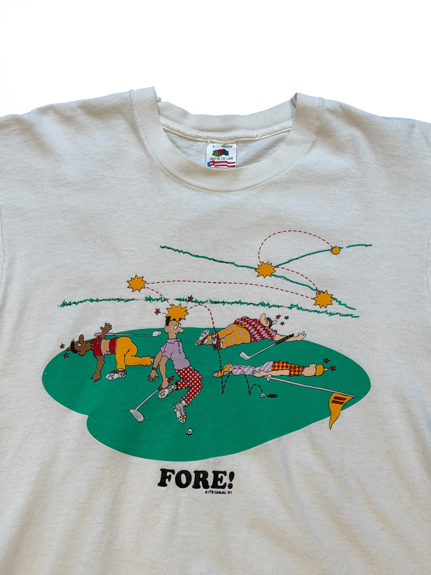 (L) Vintage 1991 Golf Comedy Fore! Tee