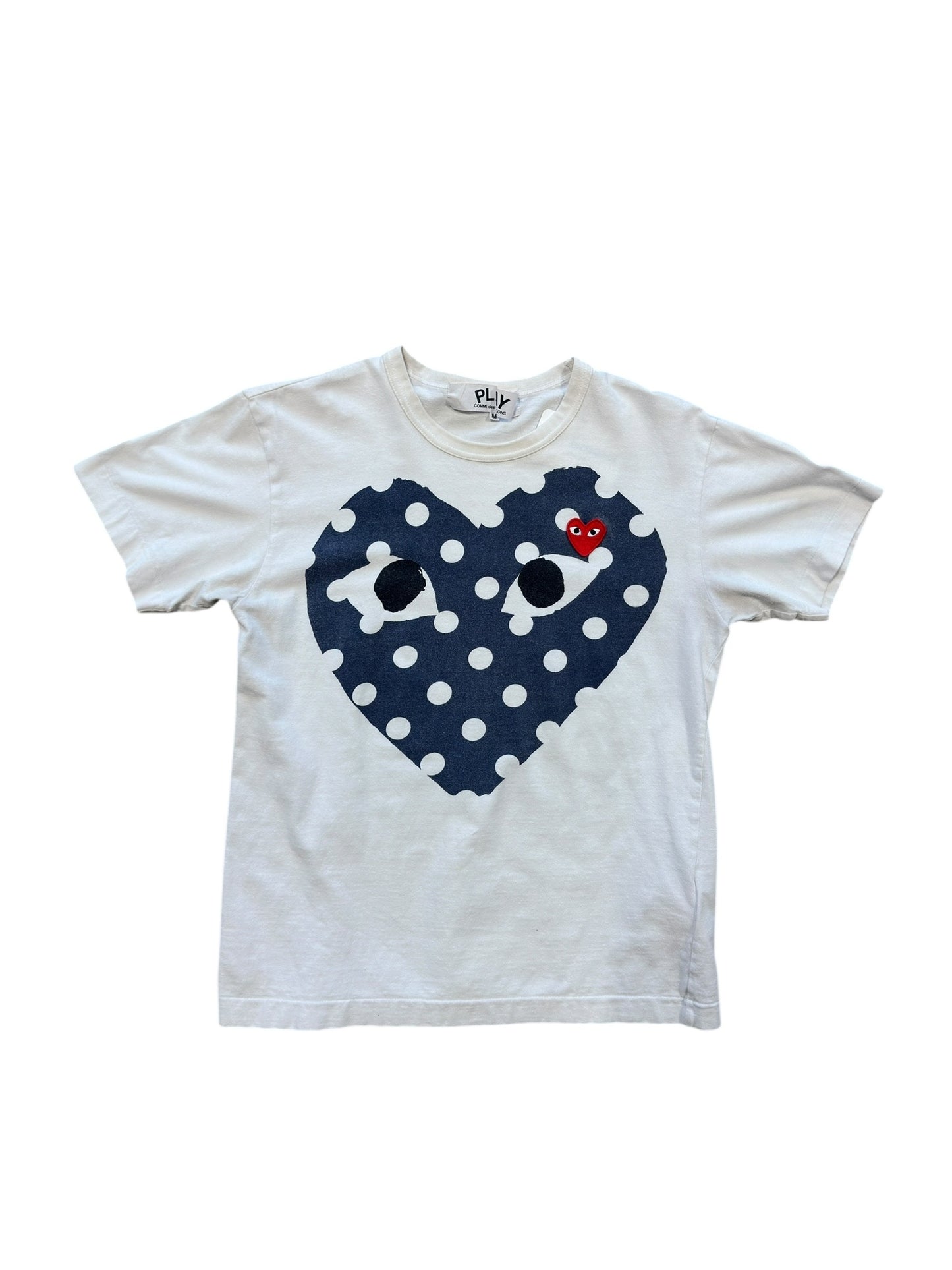 (M) CDG Polka Dot Blue Heart Tee