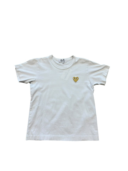 (M) Women's CDG Yellow Heart White Tee