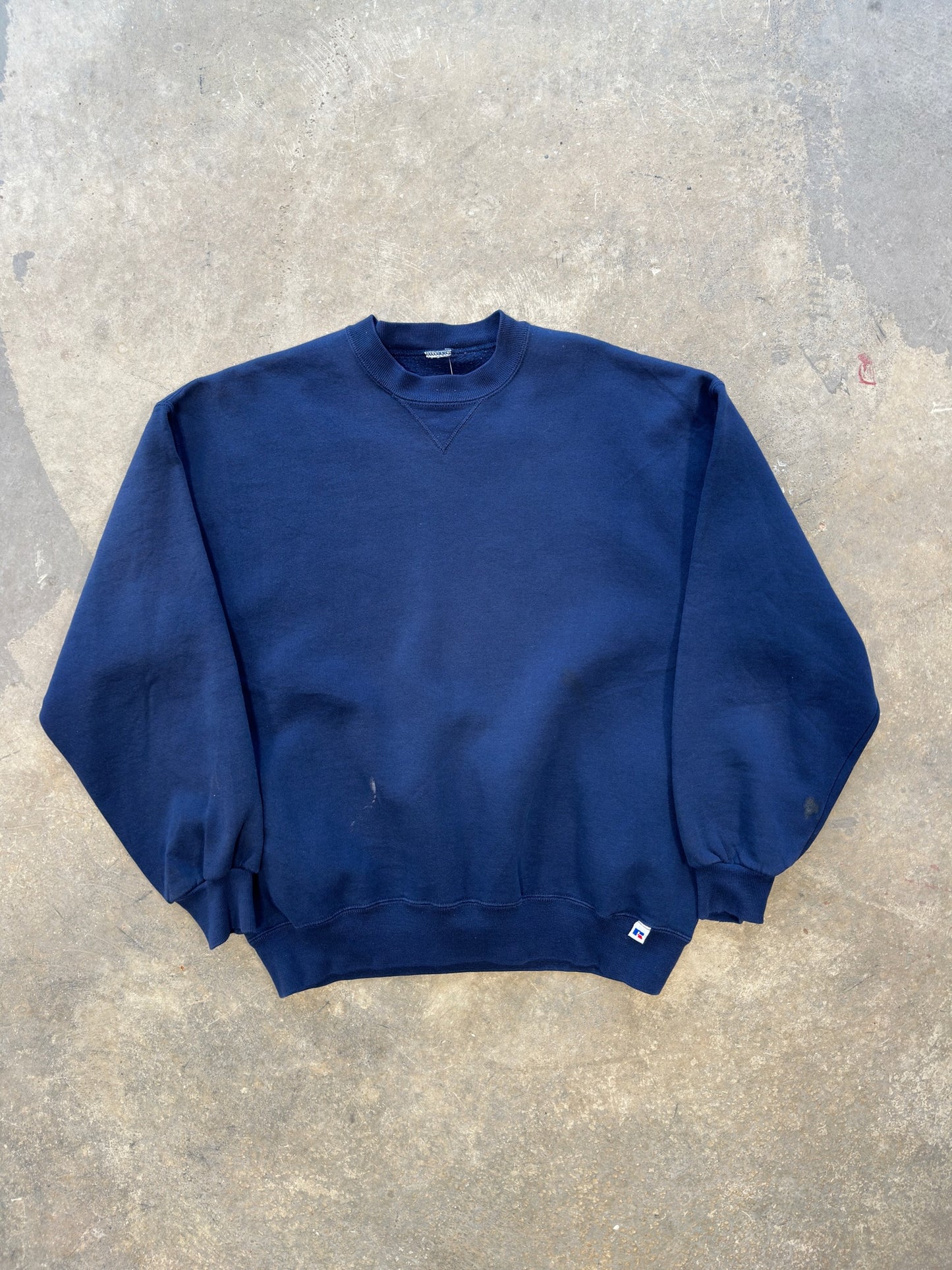 (L) Vtg Russell Athletics Navy Crewneck