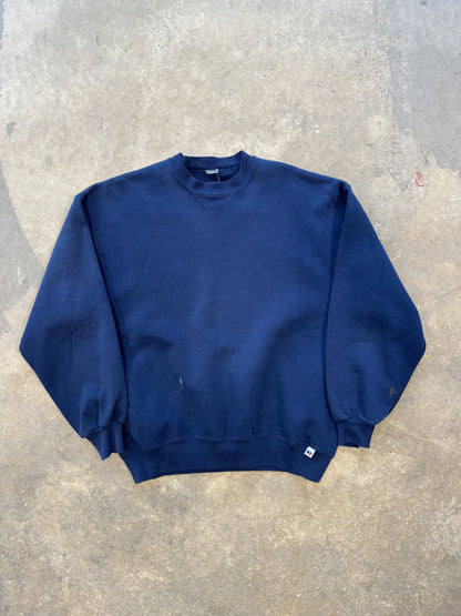(L) Vtg Russell Athletics Navy Crewneck