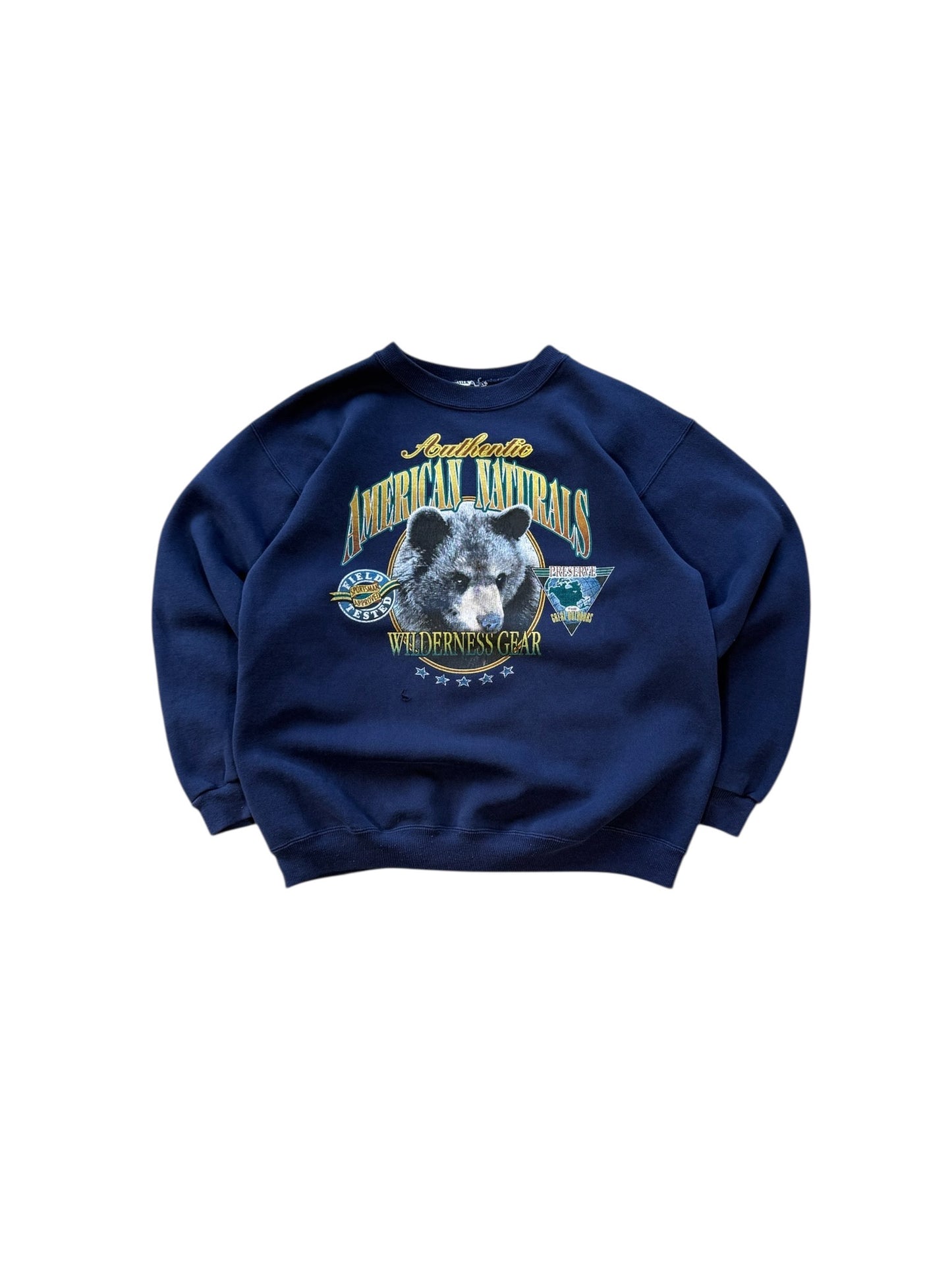 (M) Vtg American Naturals Bears Crewneck Navy