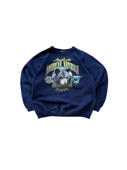 (M) Vtg American Naturals Bears Crewneck Navy