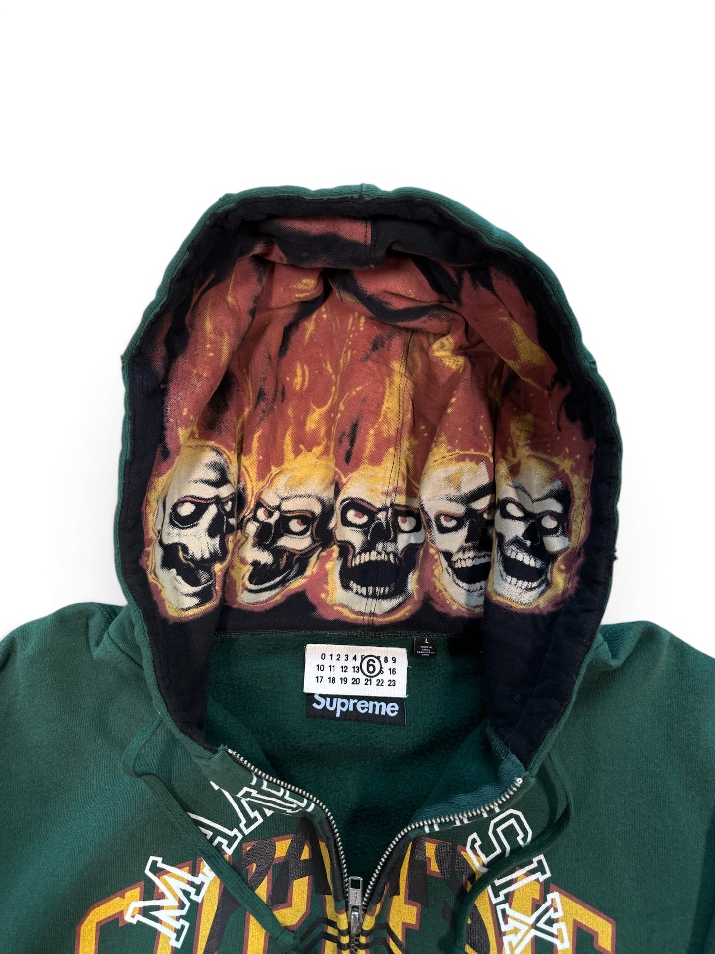 (L) Supreme MM6 Maison Margiela Skull Zip-Up Hoodie