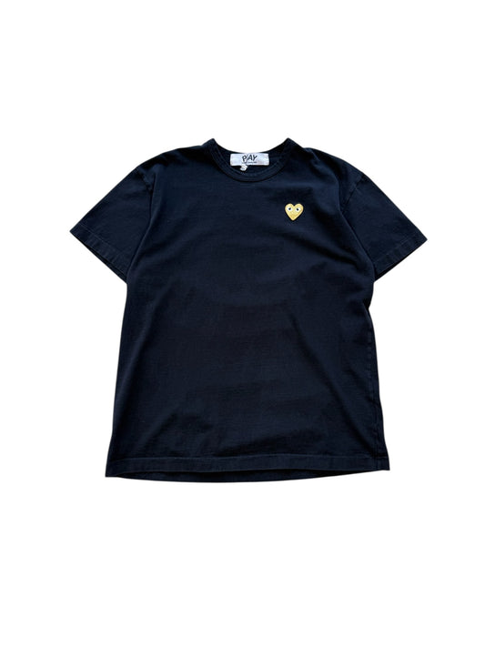 (XXL) CDG Gold Heart Black T-Shirt