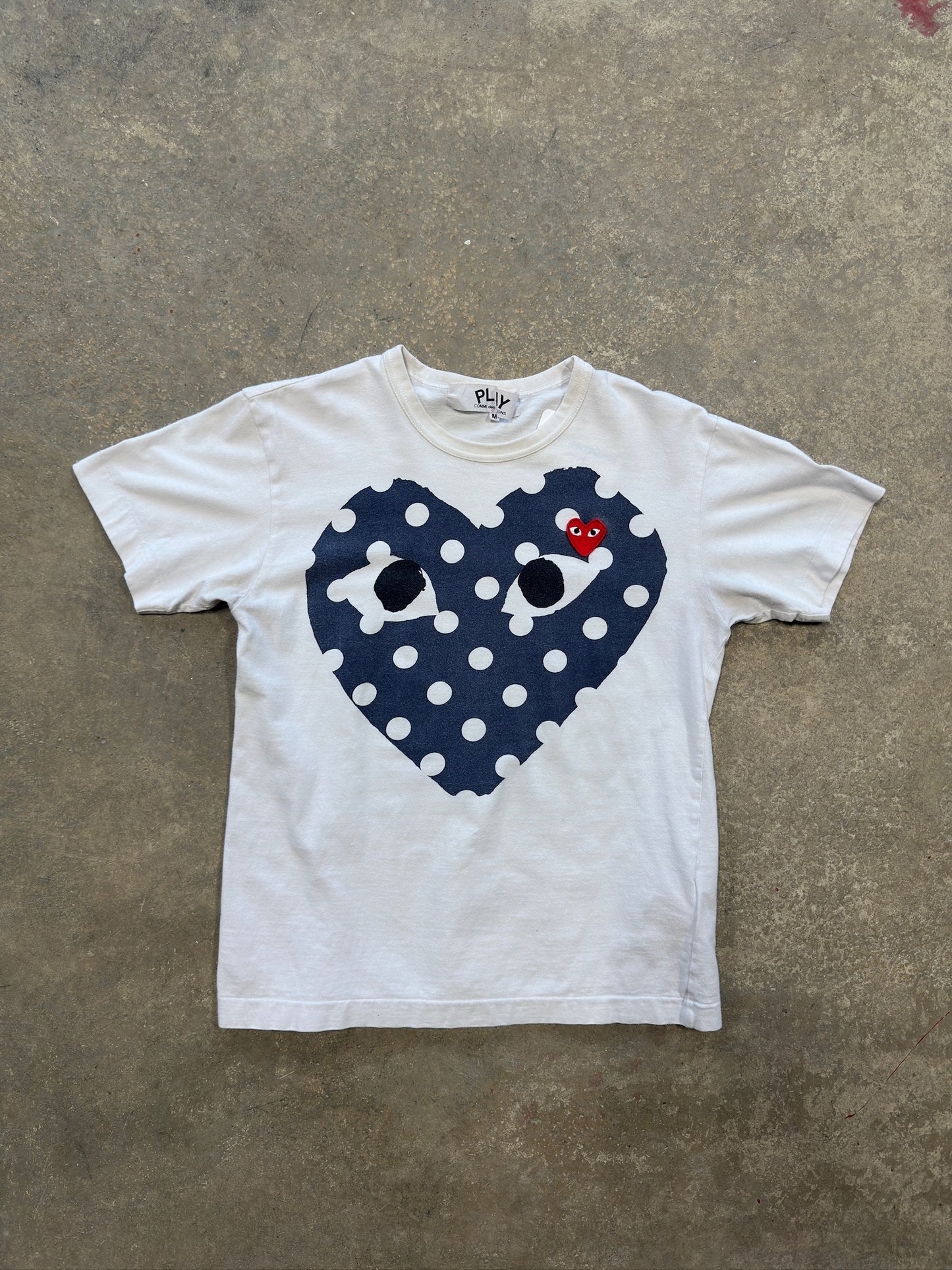 (M) CDG Polka Dot Blue Heart Tee