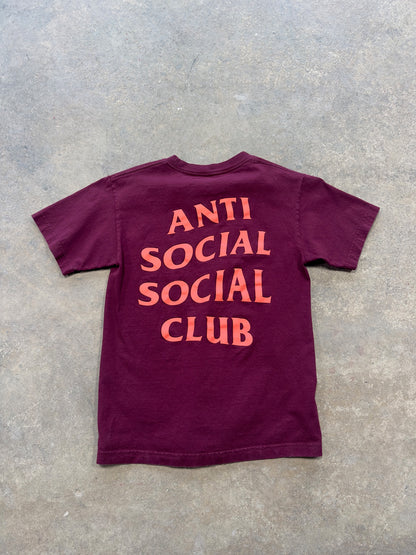 (S) Anti Social Social Club Burgundy T-Shirt