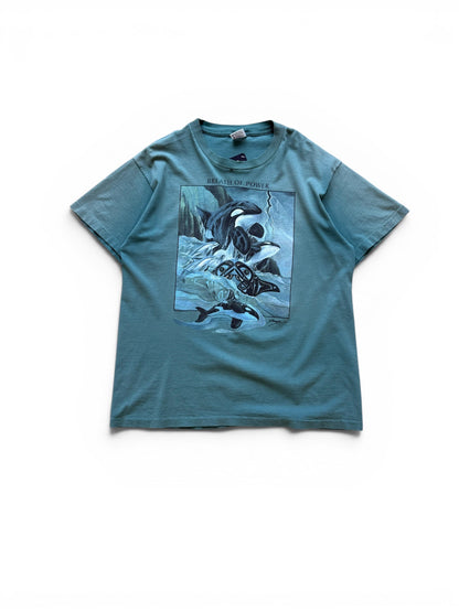 (L) Vintage 90s Orca Whale Breath Of Power T-Shirt