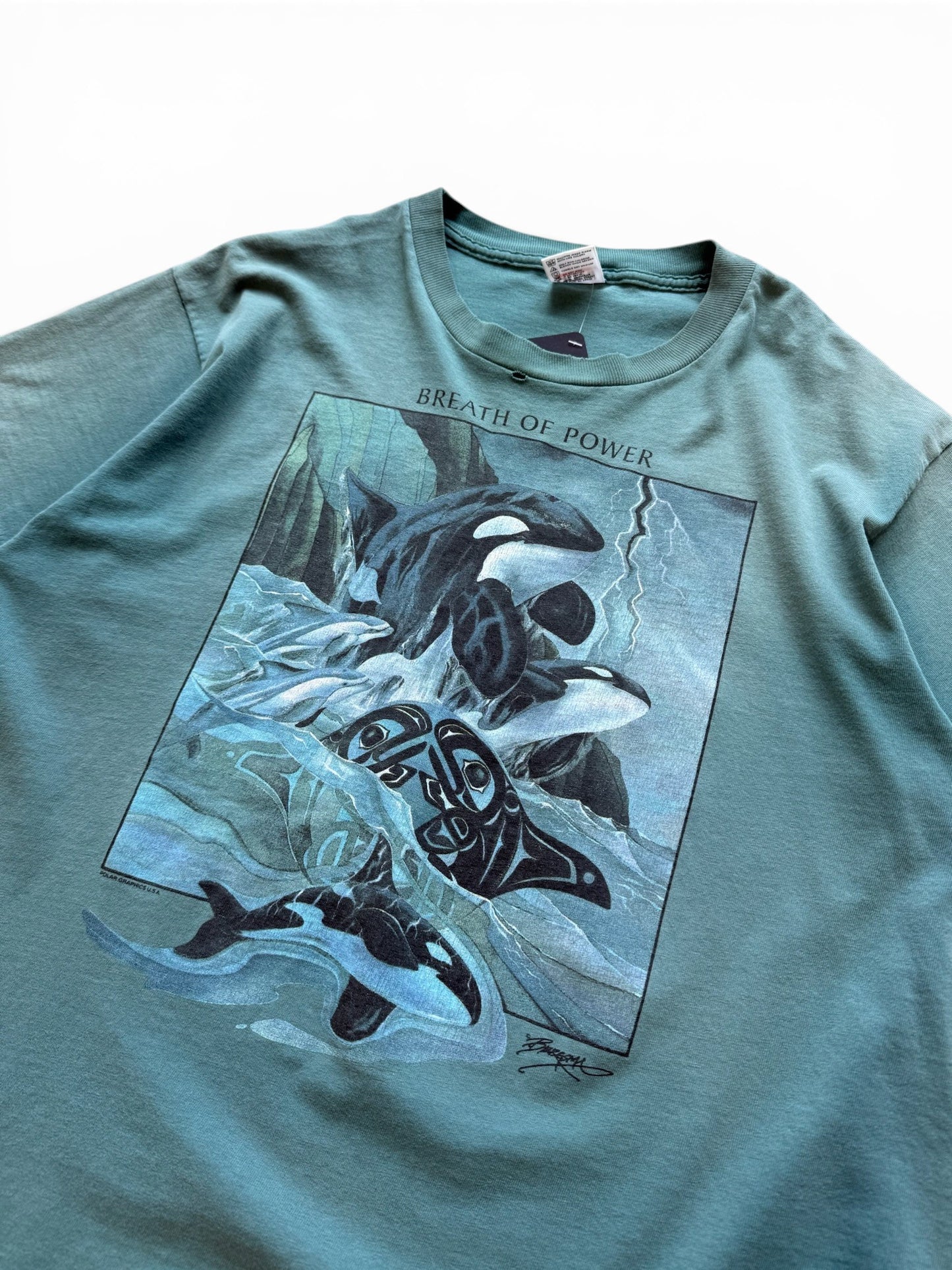 (L) Vintage 90s Orca Whale Breath Of Power T-Shirt