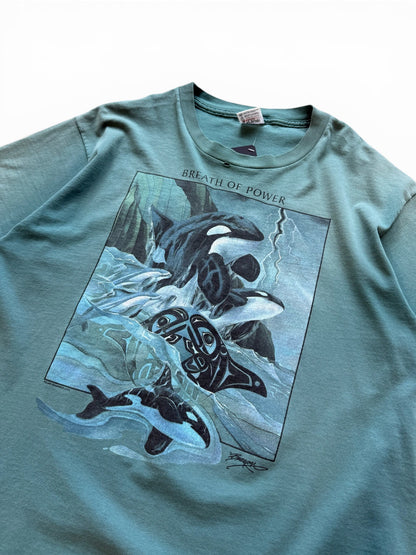 (L) Vintage 90s Orca Whale Breath Of Power T-Shirt