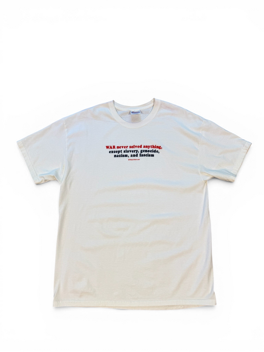 (L) Vintage War Never Solved Anything Humor Tee