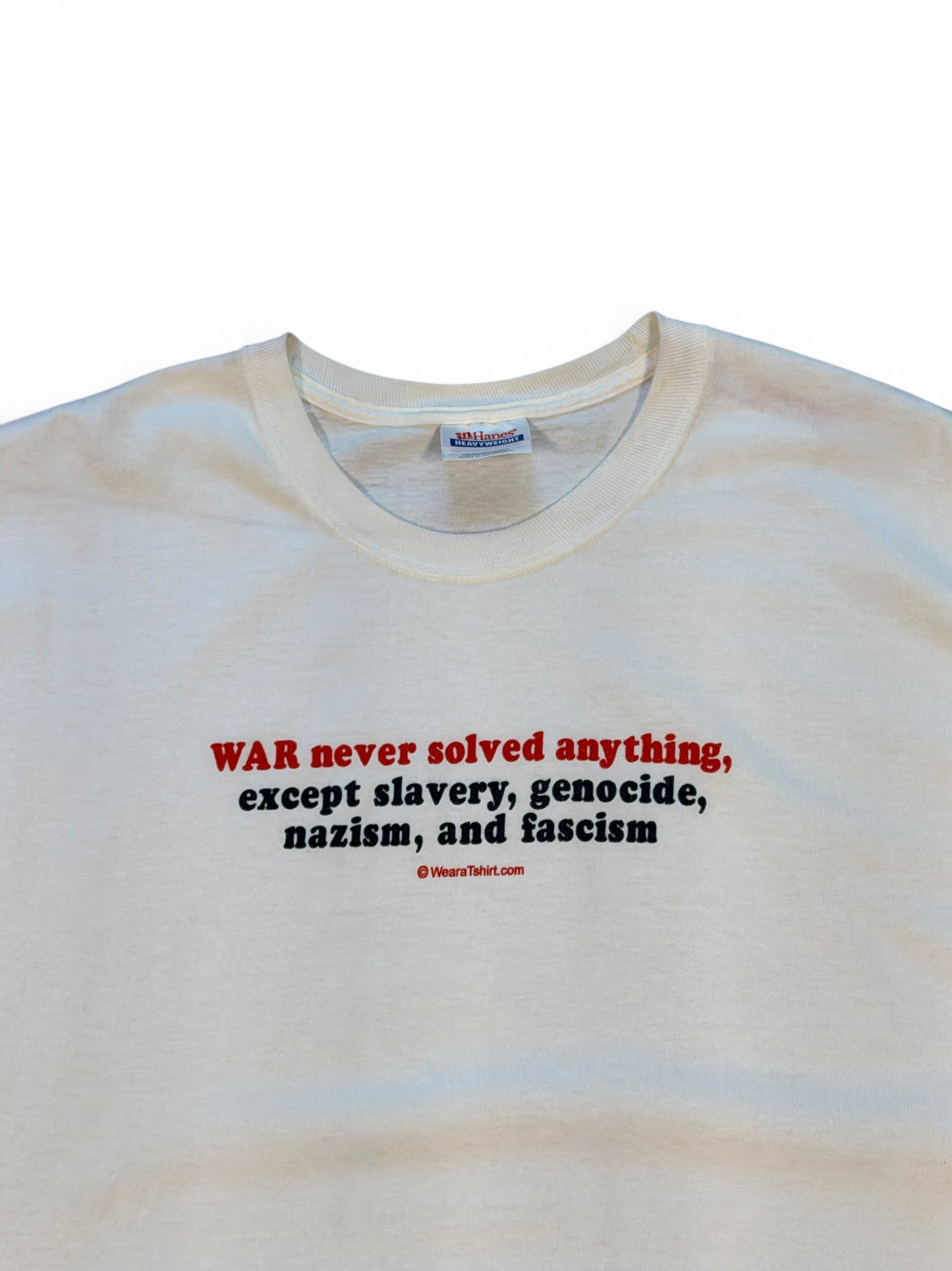 (L) Vintage War Never Solved Anything Humor Tee
