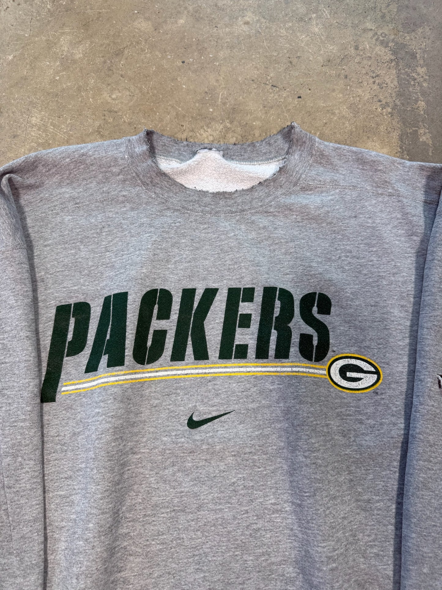 (XL) 90’s Green Pay Packers Grey Nike Crewneck