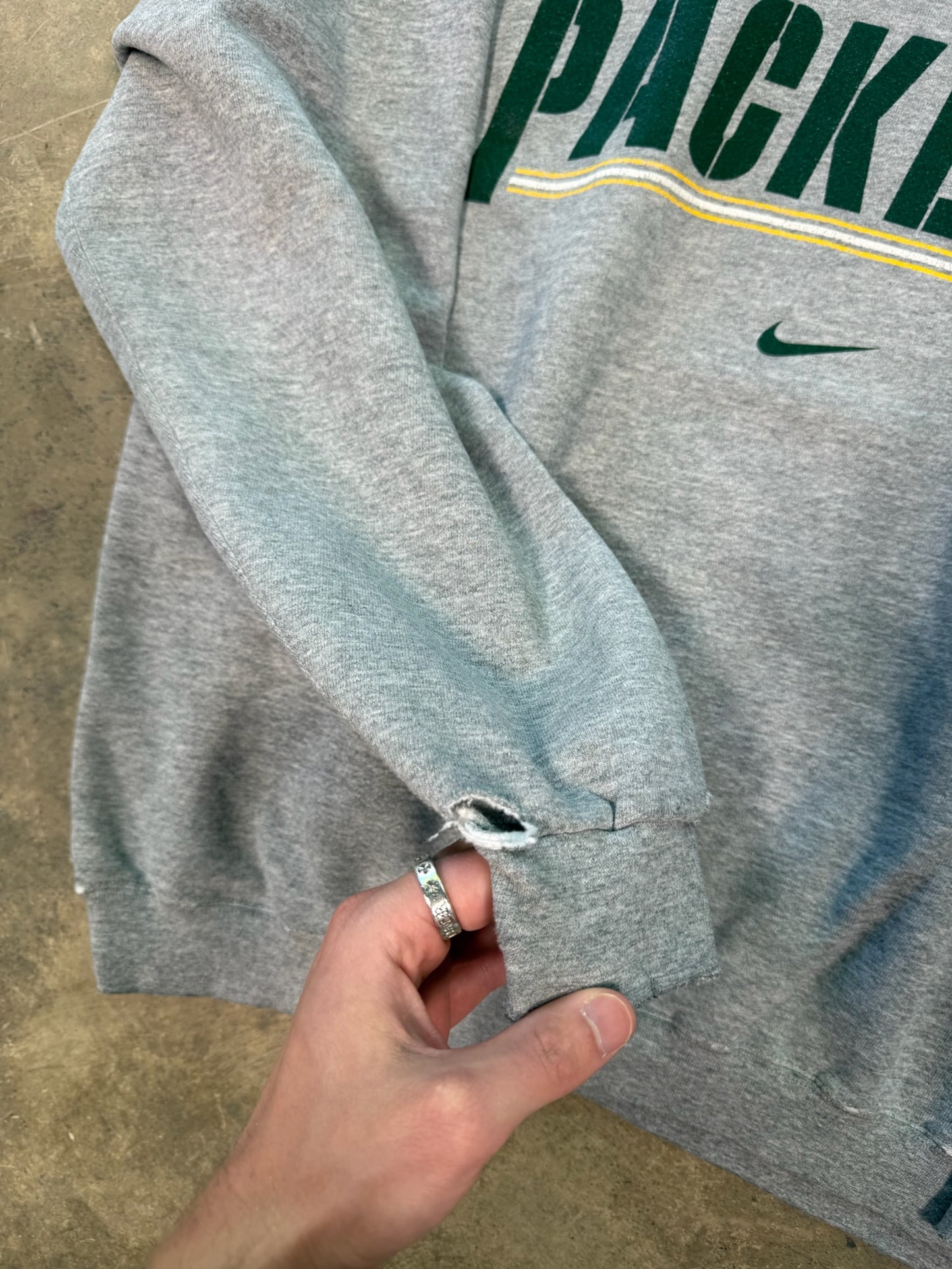 (XL) 90’s Green Pay Packers Grey Nike Crewneck