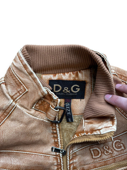 (XL) Vintage 90s Bootleg Dolce & Gabbana Womens Leather Jacket