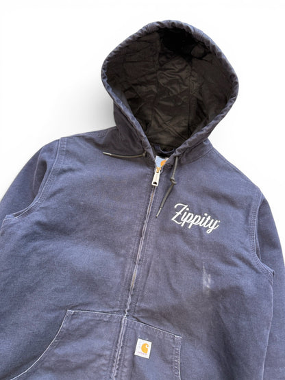 (S) Vintage 90s Carhartt Navy Embroidered Hooded Jacket