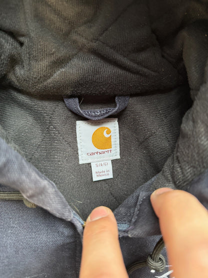 (S) Vintage 90s Carhartt Navy Embroidered Hooded Jacket