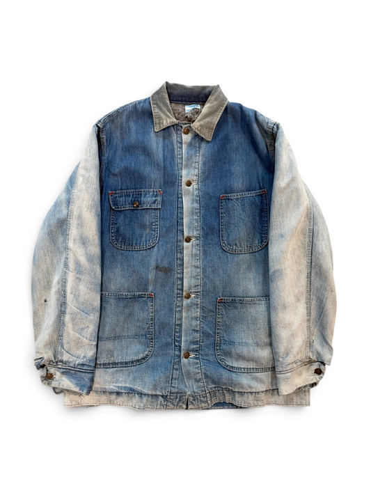 (L Tall) Vintage 1980s Sears Conductors Denim Jacket
