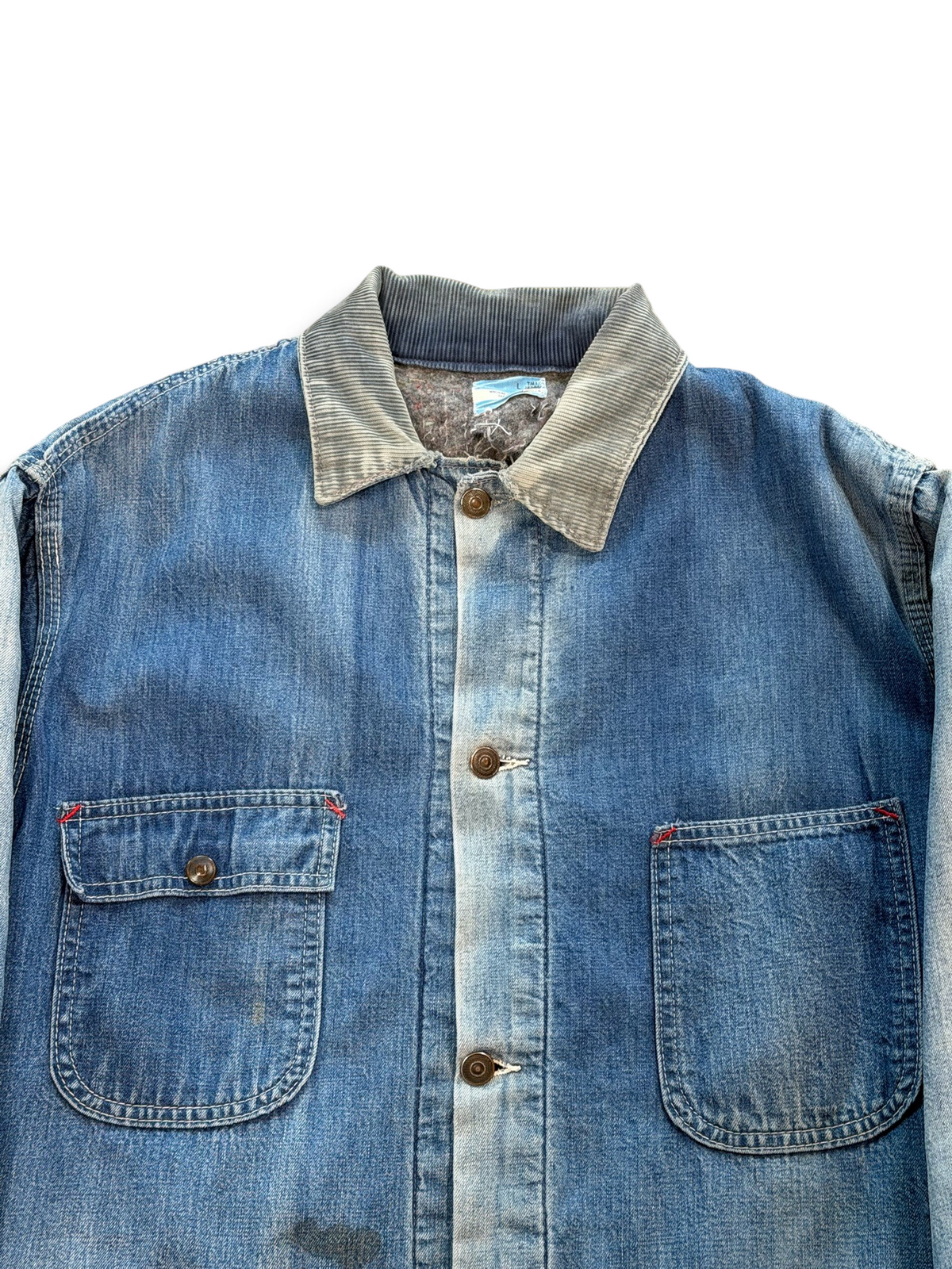 (L Tall) Vintage 1980s Sears Conductors Denim Jacket