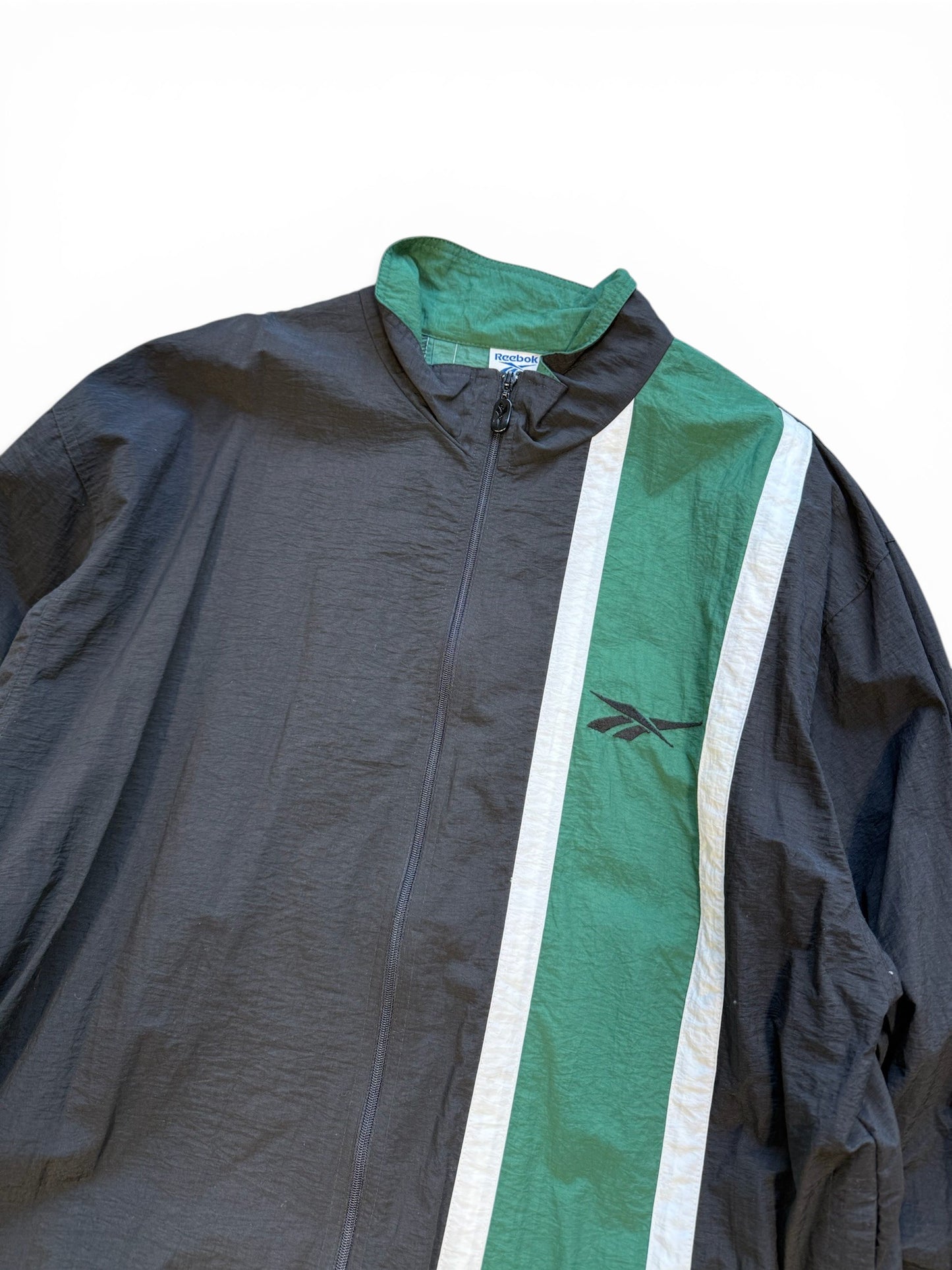 (XL) Vintage Reebok Black Windbreaker Jacket
