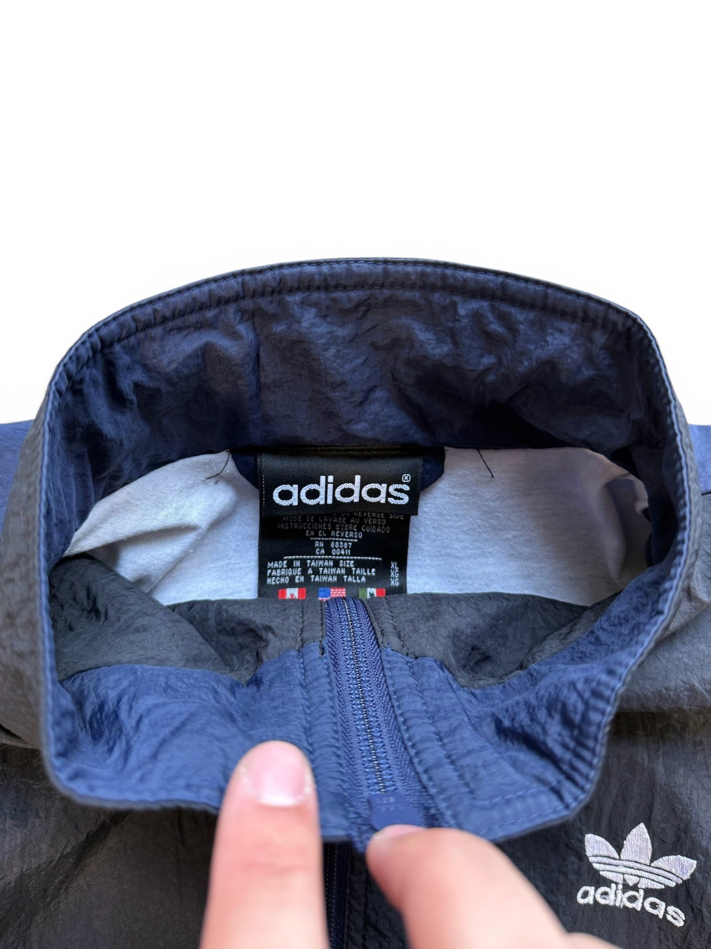 (XL) Vintage 90s Adidas Black/Navy Windbreaker Jacket