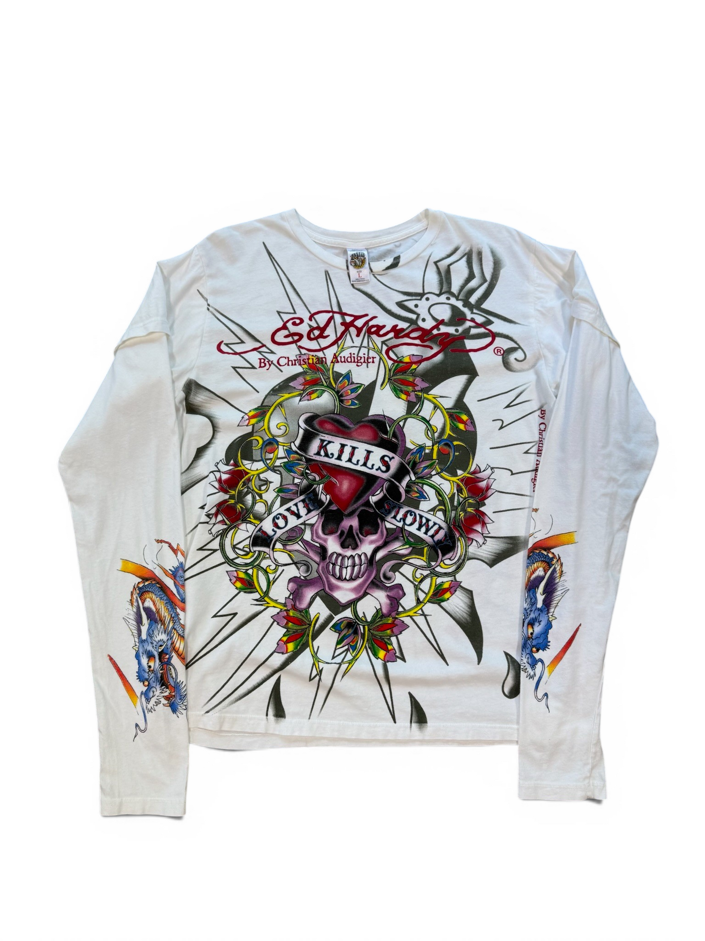 (L) Y2K Ed Hardy Tattoo Longsleeve Shirt