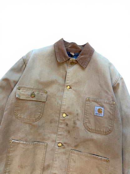 (XL) Vintage 90s Carhartt Chore Jacket Tan