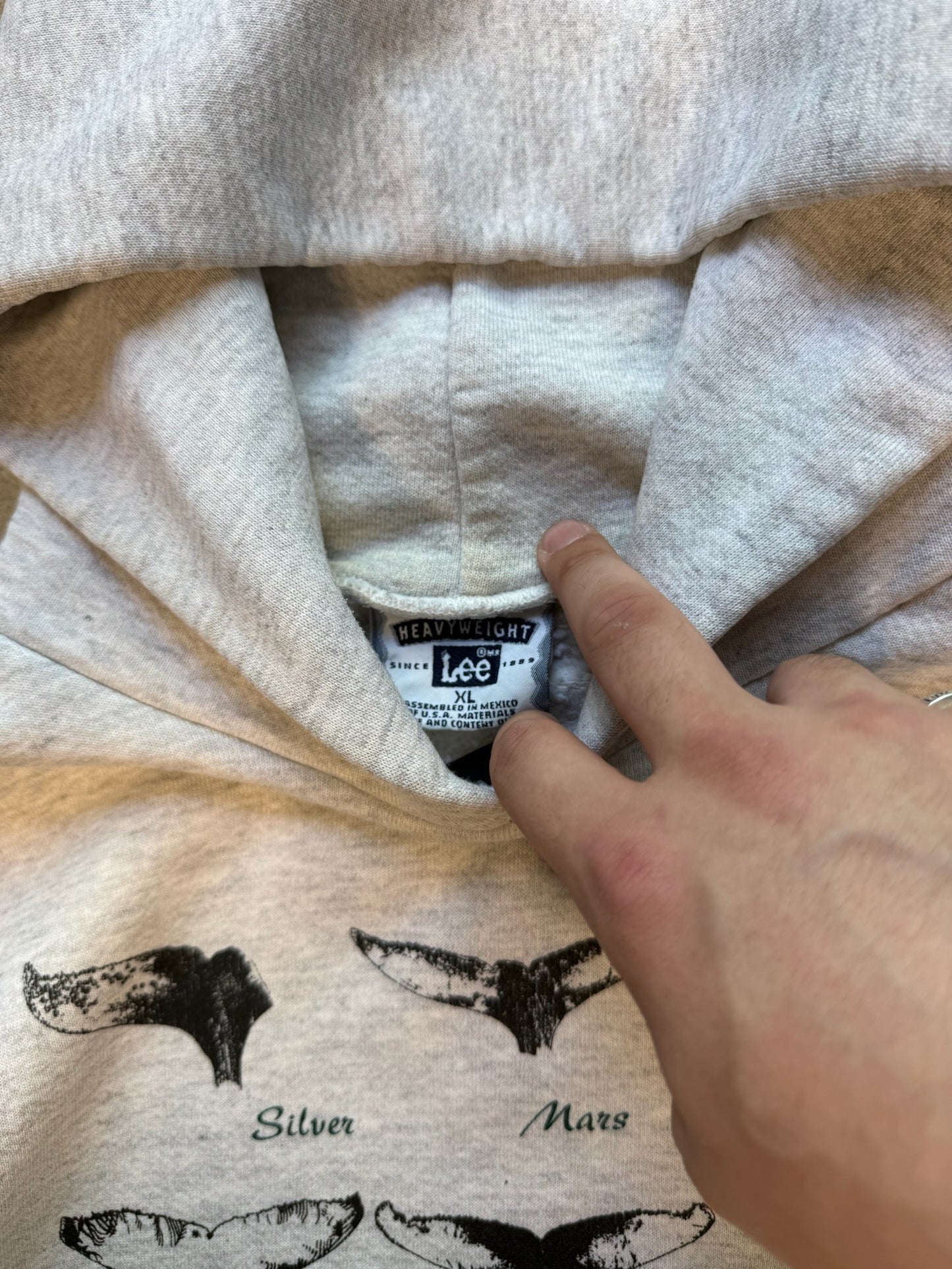 (XL) Vintage 90s Whale Coastal Studies Hoodie Grey