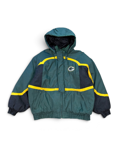 (XL) Vintage 90s Green Bay Packers Hooded Logo 7 Jacket