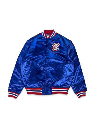 (L) Chicago Cubs Mitchell & Ness Satin Bomber Jacket