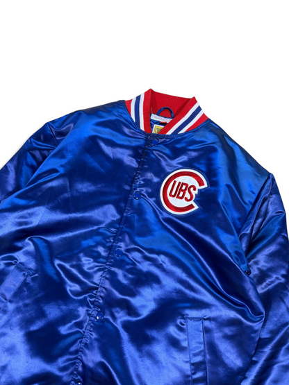 (L) Chicago Cubs Mitchell & Ness Satin Bomber Jacket