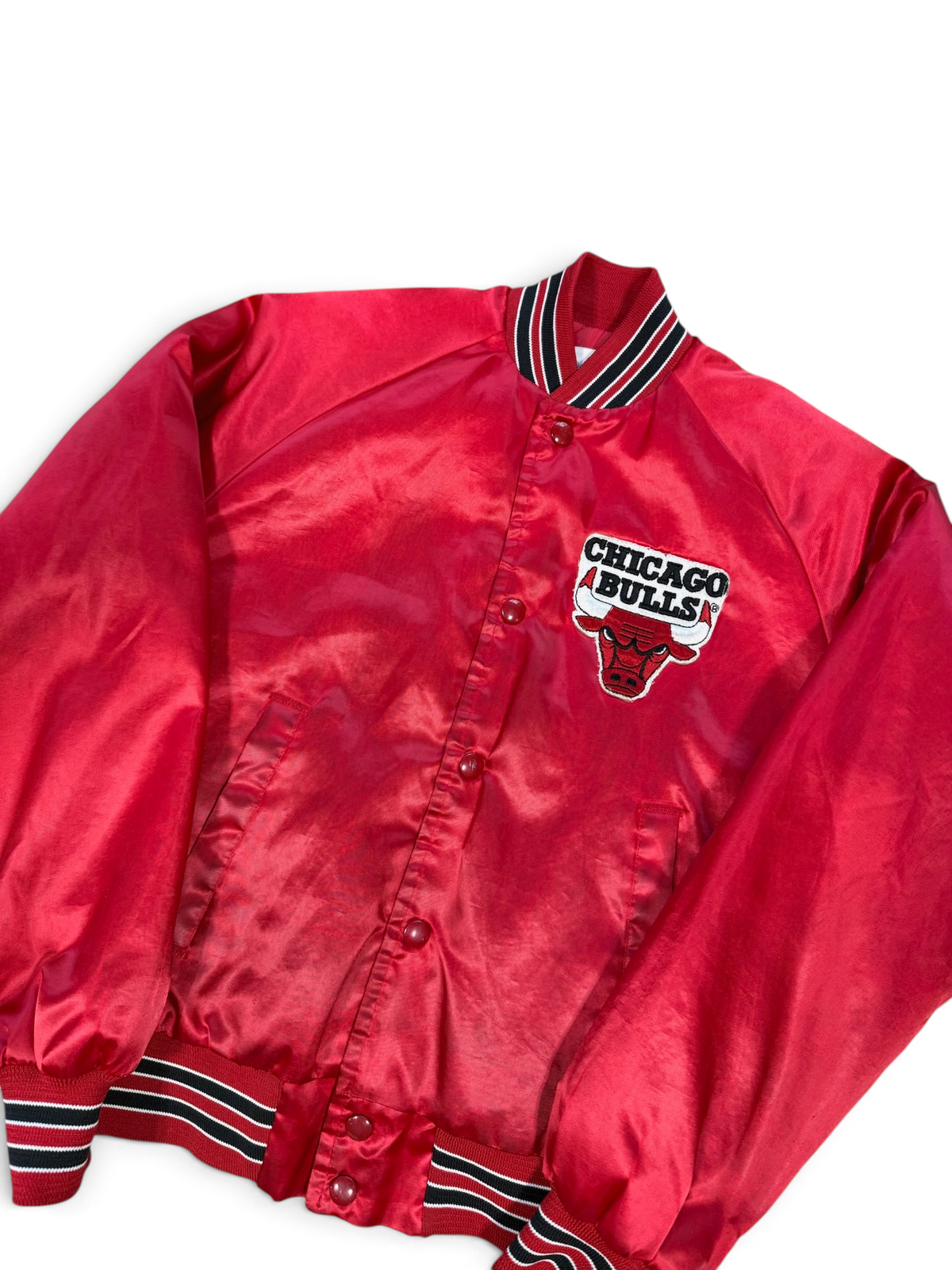 Vintage 90s Chicago Bulls Chalk Line Satin Bomber Jacket
