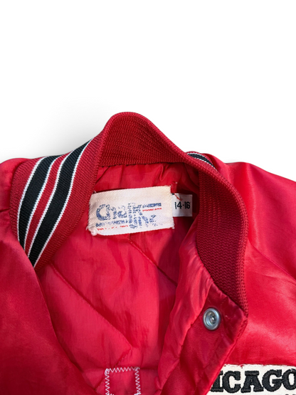 Vintage 90s Chicago Bulls Chalk Line Satin Bomber Jacket