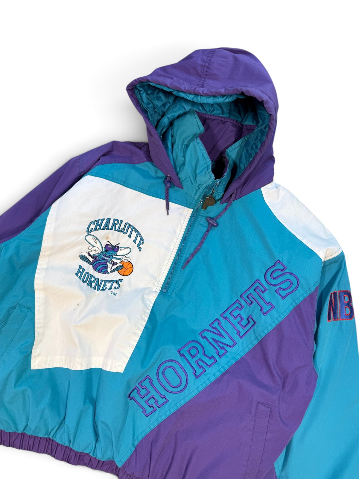 (M) Vintage 90s Charlotte Hornets Hooded Pro Player Jacket