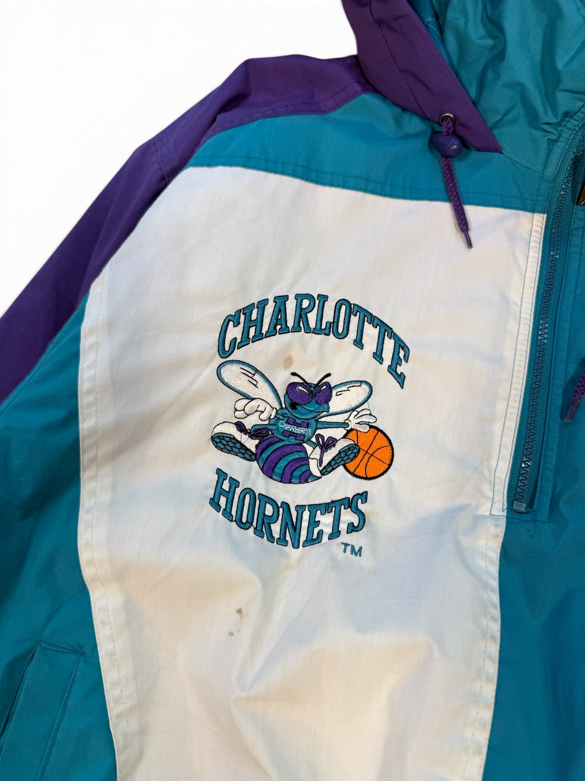 (M) Vintage 90s Charlotte Hornets Hooded Pro Player Jacket