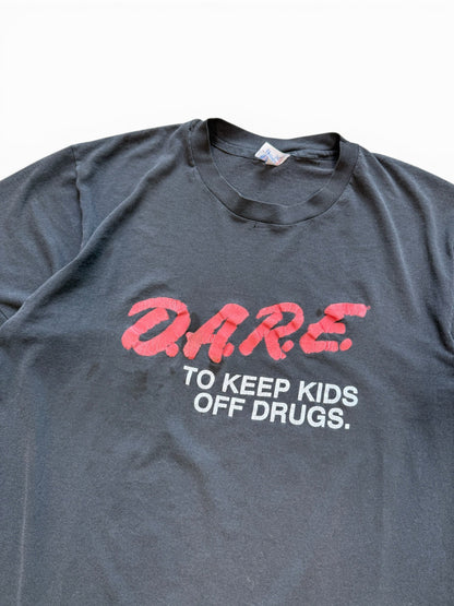 (L) Vintage 90s D.A.R.E. Faded Black T-Shirt