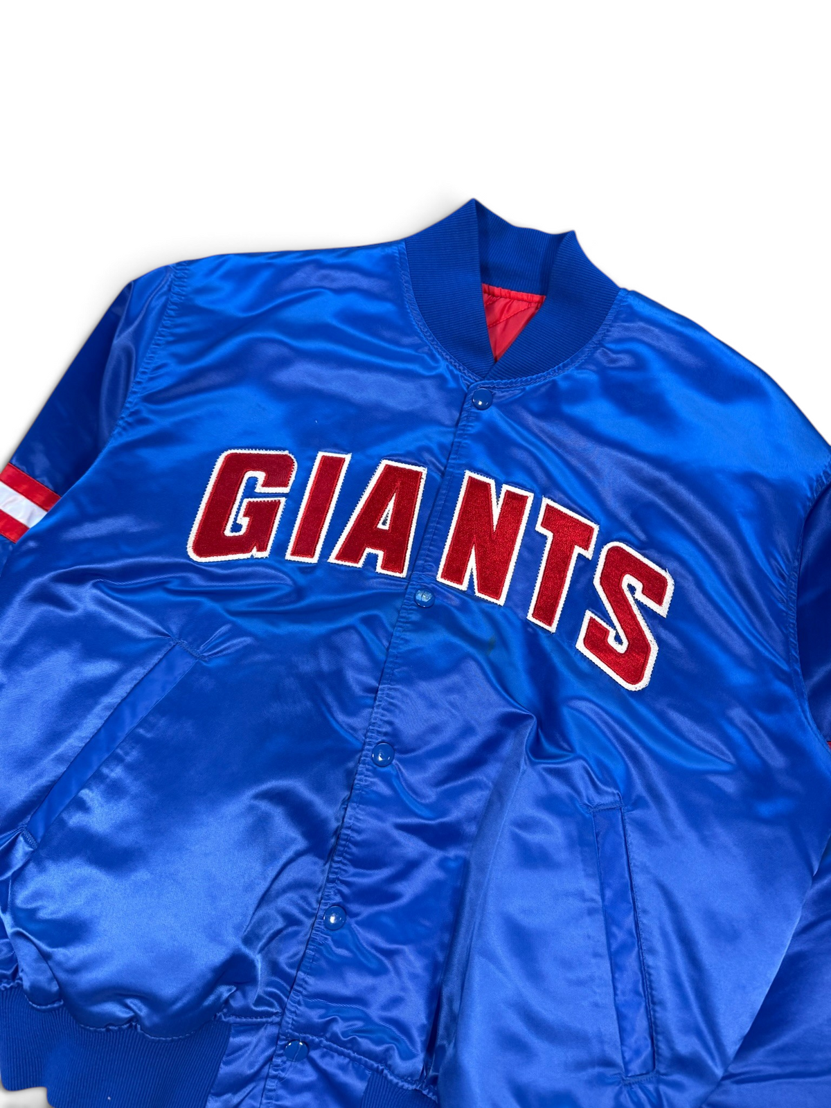(L) Vintage 90s New York Giants Starter Satin Bomber Jacket