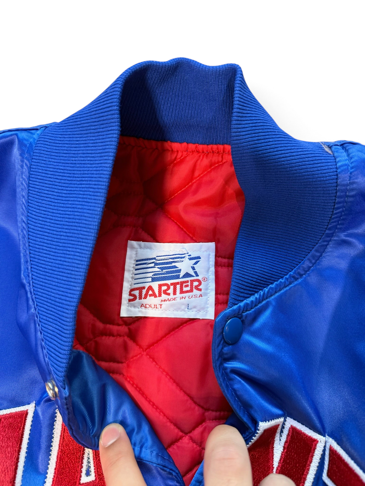 (L) Vintage 90s New York Giants Starter Satin Bomber Jacket