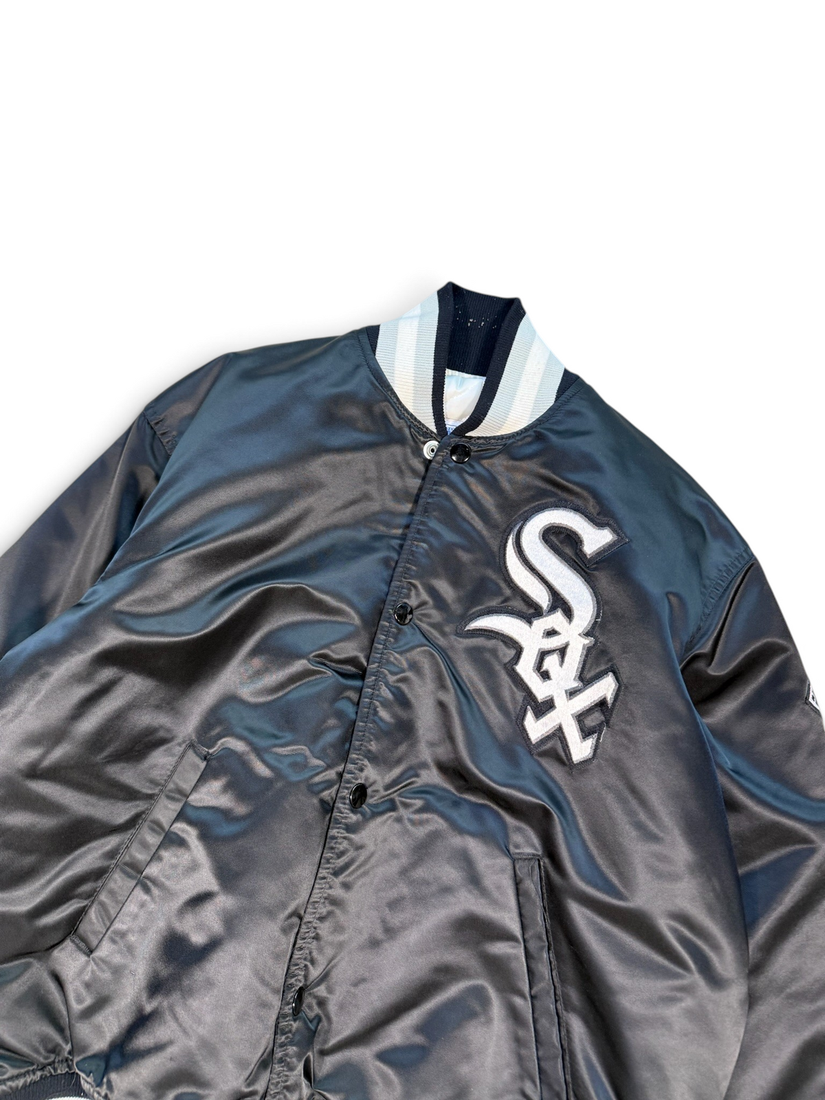 (M) Vintage 90s Chicago White Sox Starter Satin Bomber Jacket