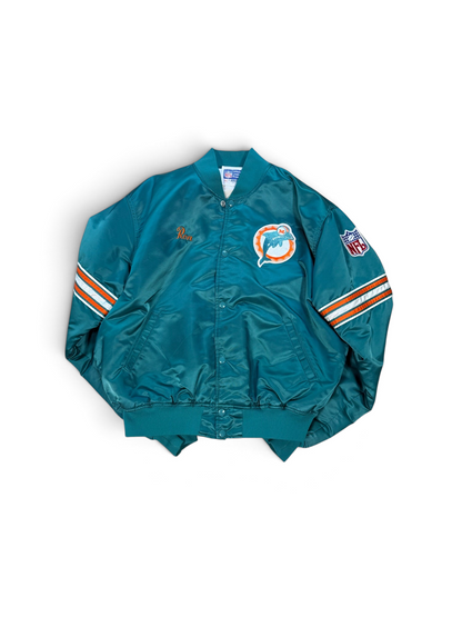 (XL) Vintage 90s Miami Dolphins Starter Satin Bomber Jacket