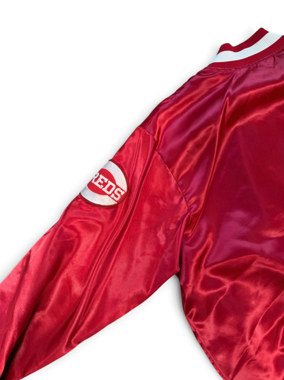 (L) Vintage 90s Cincinnati Reds Satin Bomber Jacket