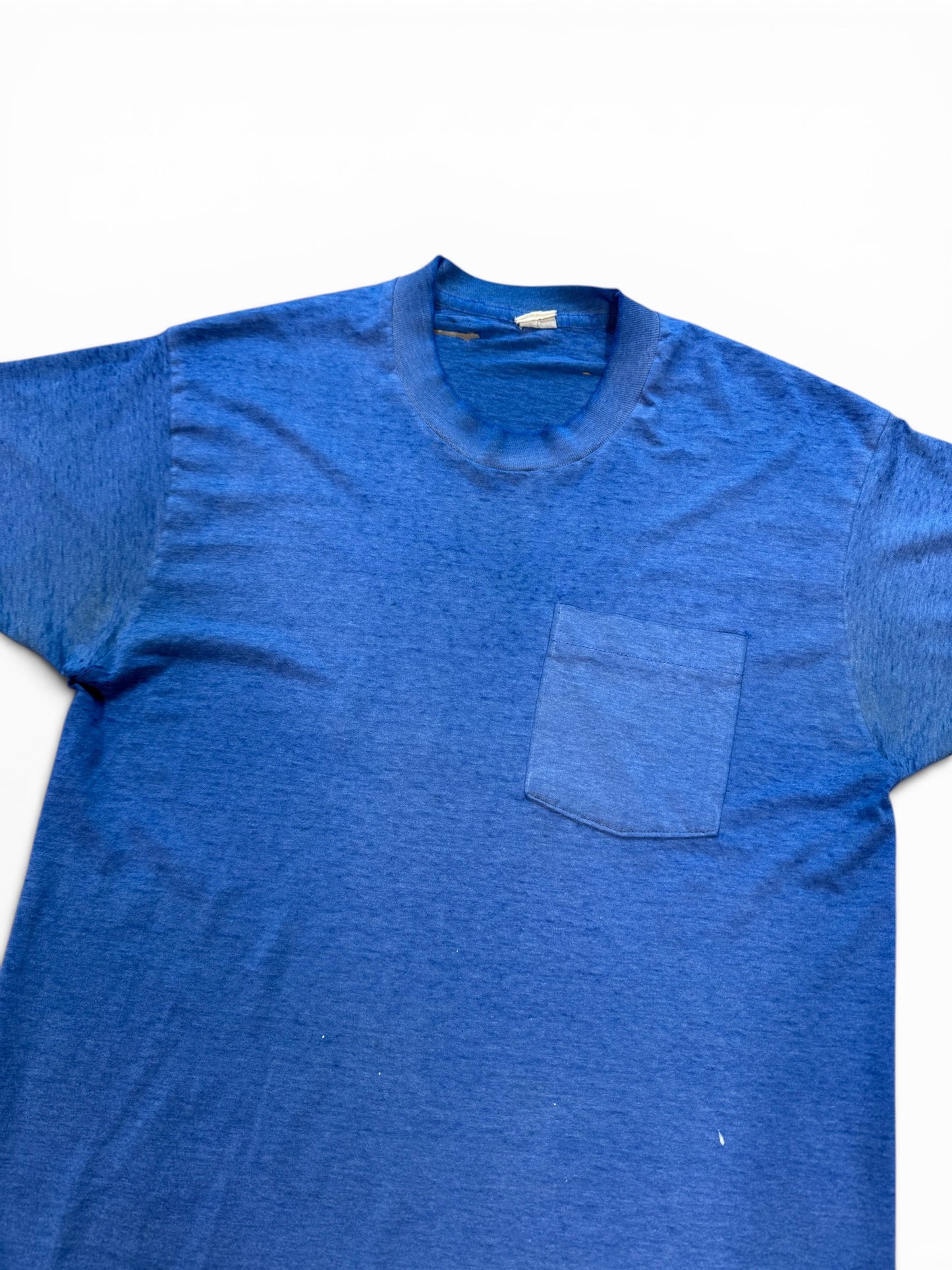 (XL) Vintage 90s Thrashed Blue Pocket Tee