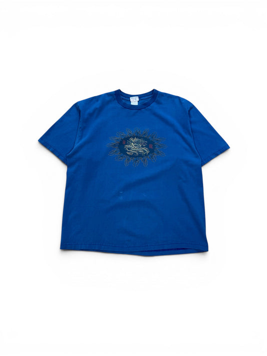 (L) Vintage 90s Dragons Skateboard Blue Tee