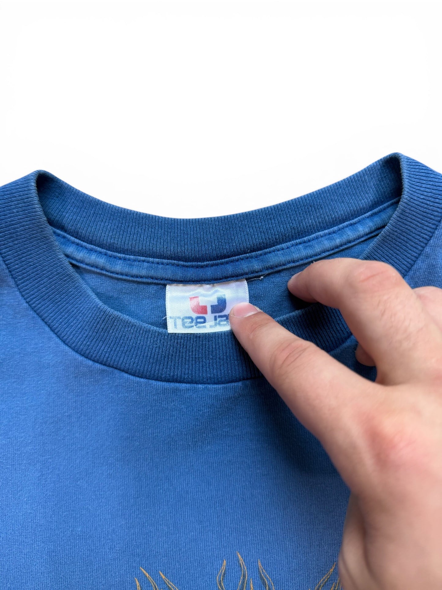 (L) Vintage 90s Dragons Skateboard Blue Tee